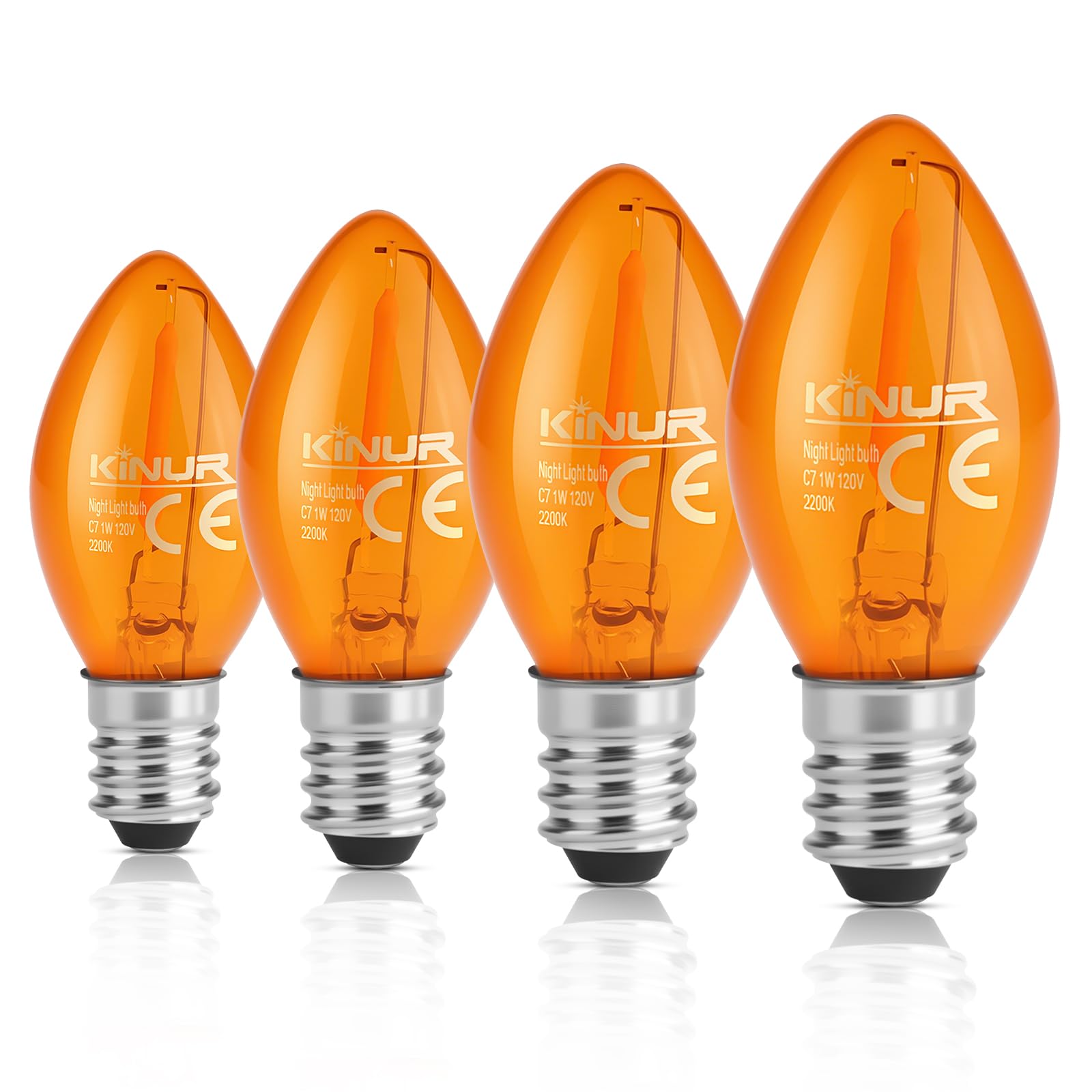 KINUR LED Night Light Bulbs, 1W E12 C7 Replacement 2200K 120V Low
